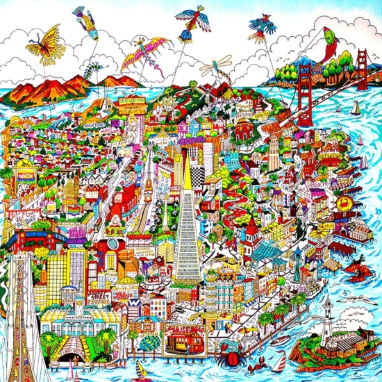 チャールズ・ファジーノの絵画作品　タイトルは、Let's Go San Francisco